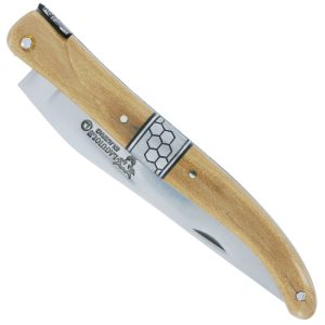 Couteau Laguiole En Aubrac 1 Piece 12 Cm Plein Manche En Croute Ivoire De Mammouth Mitre Centrale Et Ressort Ciseles Nid Abeille En Inox Brosse 00