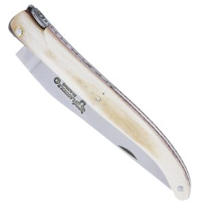 Couteau Laguiole En Aubrac 1 Piece 12 Cm Plein Manche En Ivoire De Mammouth Ressort Et Platines Guilloches Mouche Num4 00