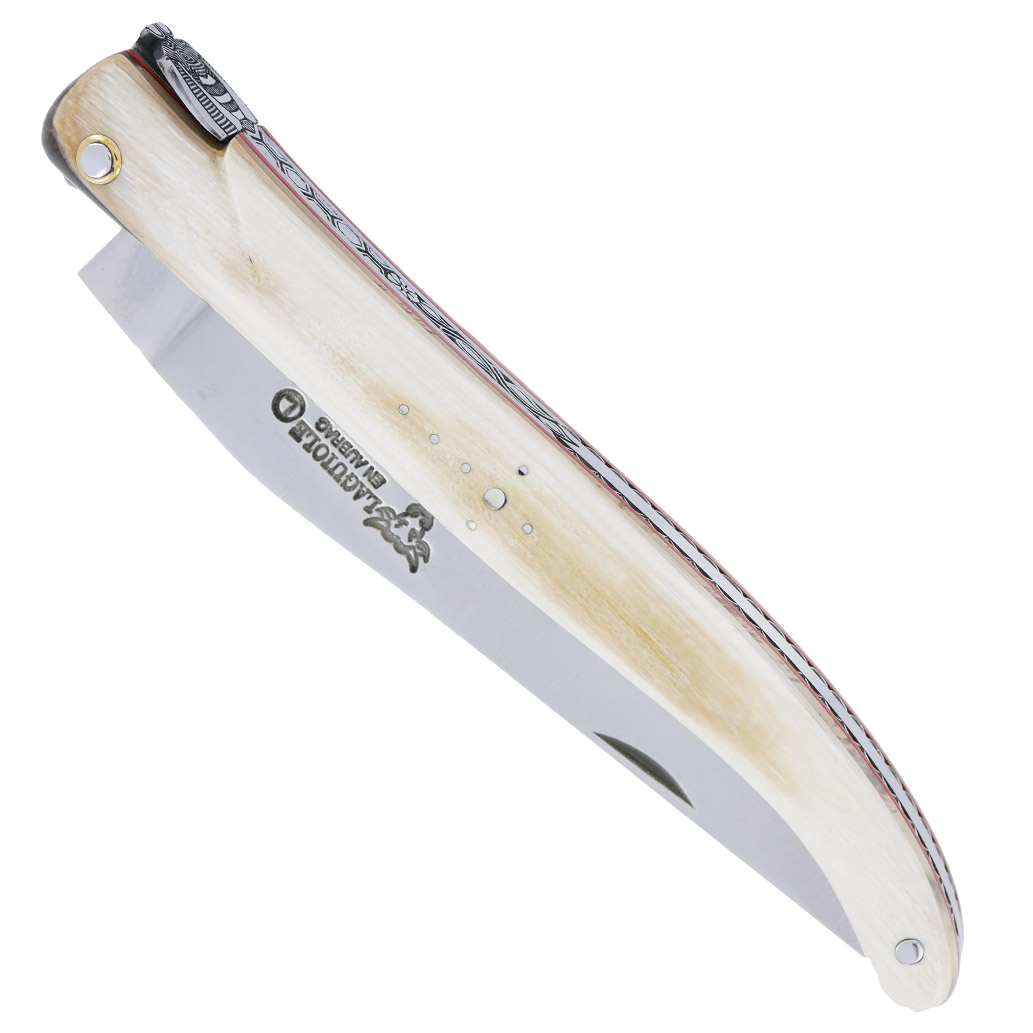 Couteau Laguiole En Aubrac 1 Piece 12 Cm Plein Manche En Ivoire De Mammouth Ressort Et Platines Guilloches Mouche Num4 00