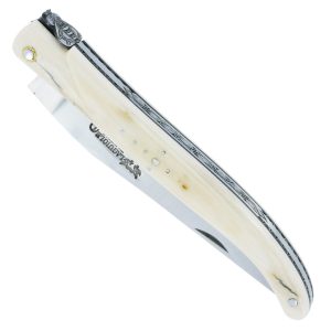 Couteau Laguiole En Aubrac 1 Piece 12 Cm Plein Manche En Ivoire De Mammouth Ressort Et Platines Guilloches Mouche Num8 00