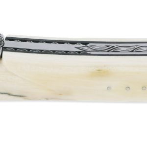 Couteau Laguiole En Aubrac 1 Piece 12 Cm Plein Manche En Ivoire De Mammouth Ressort Et Platines Guilloches Mouche Num8 03