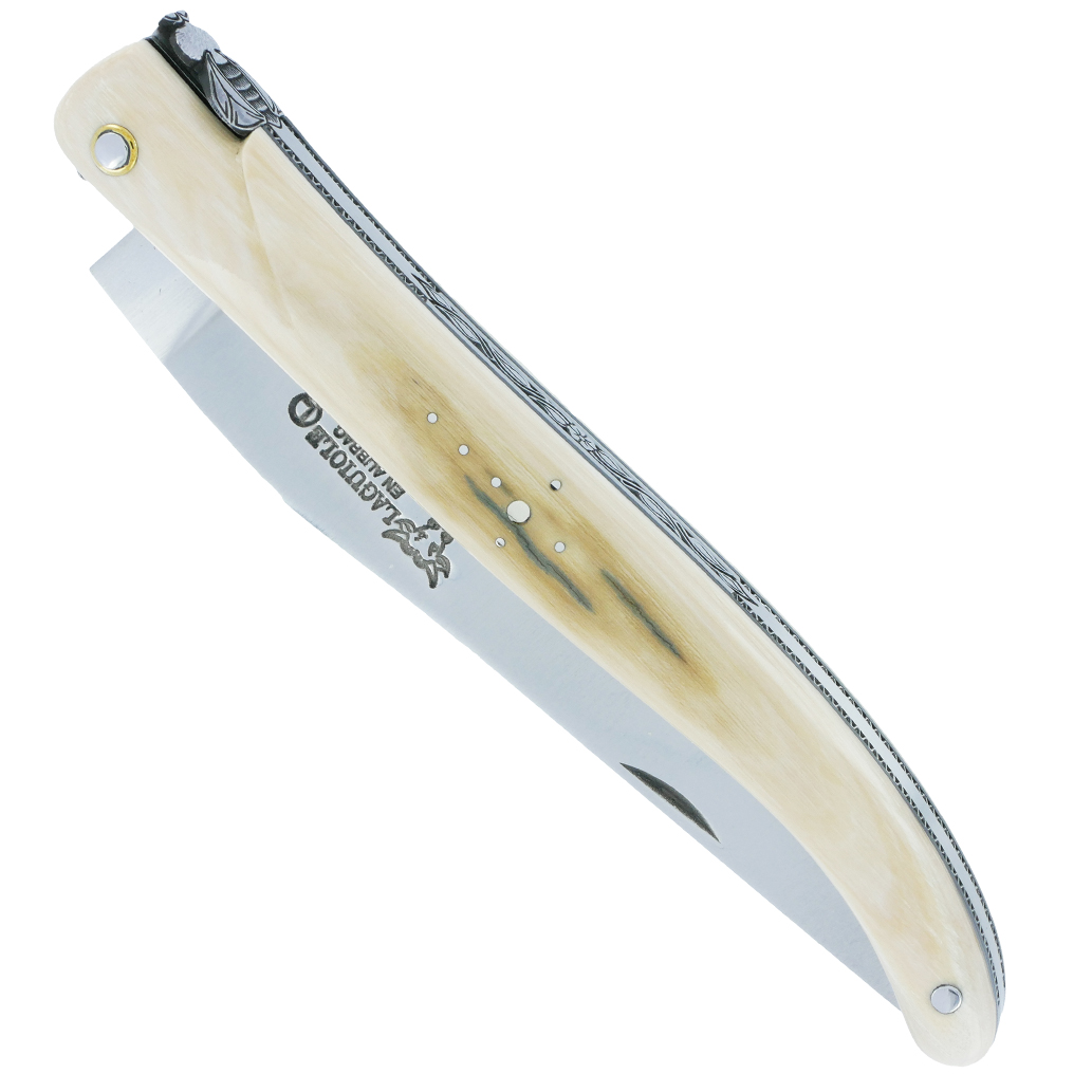 Couteau Laguiole En Aubrac 1 Piece 12 Cm Plein Manche En Ivoire De Mammouth Ressort Et Platines Guilloches Mouche Num 3 00