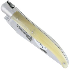 Couteau Laguiole En Aubrac 1 Piece 12 Cm Pointe De Corne 1 Mitre Inox Brosse Decoration Bourdon 00