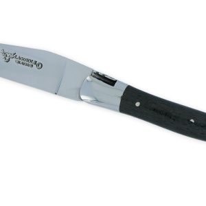 Couteau Laguiole En Aubrac 1 Piece 12cm Carbone 2 Mitres Inox Brillant Platines Et Ressort Guilloches Finition Brillante 01