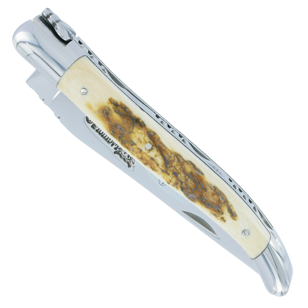 Couteau Laguiole En Aubrac 1 Piece 12cm Croute Ivoire De Mammouth 2 Mitres Inox Brillant 00