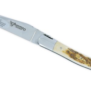 Couteau Laguiole En Aubrac 1 Piece 12cm Croute Ivoire De Mammouth 2 Mitres Inox Brillant 01