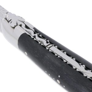 Couteau Laguiole En Aubrac 1 Piece 12cm Ebene 2 Mitres Inox Brillant Platines Et Ressort Guilloches Finition Brillante 02
