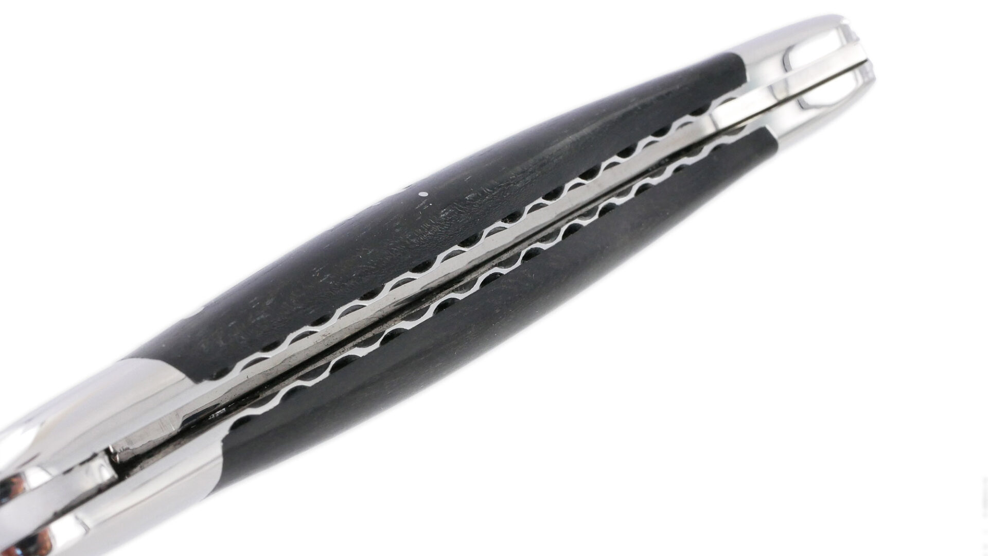 Couteau Laguiole En Aubrac 1 Piece 12cm Ebene 2 Mitres Inox Brillant Platines Et Ressort Guilloches Finition Brillante 03