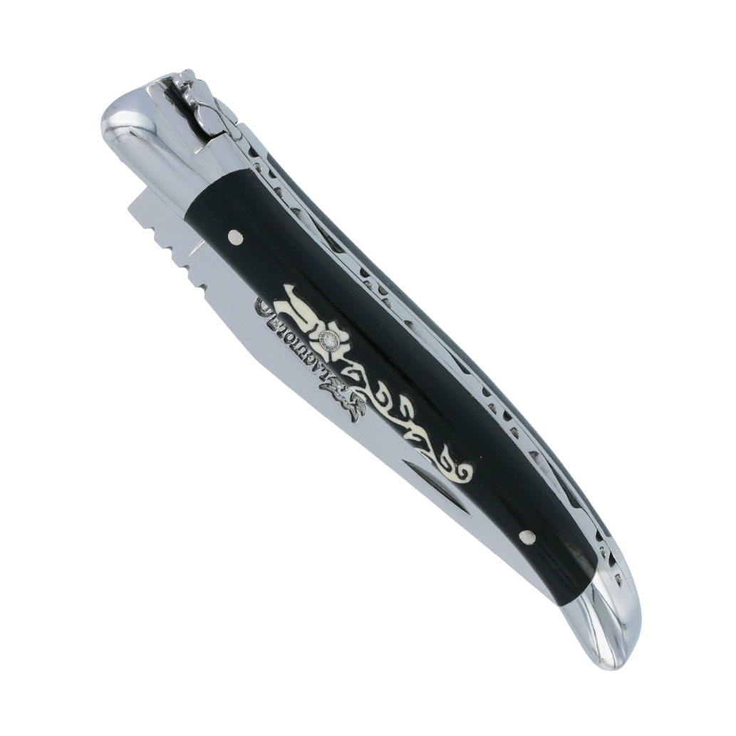 Couteau Laguiole En Aubrac 1 Piece 12cm Ebene Fleur Diamant 00