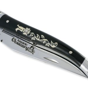 Couteau Laguiole En Aubrac 1 Piece 12cm Ebene Fleur Diamant 01