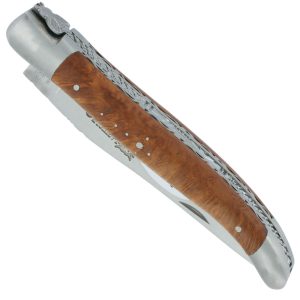 Couteau Laguiole En Aubrac 1 Piece 12cm Manche Bruyere 2 Mitres Double Platines 00