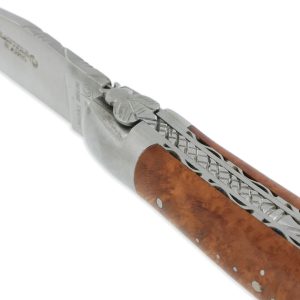 Couteau Laguiole En Aubrac 1 Piece 12cm Manche Bruyere 2 Mitres Double Platines 02