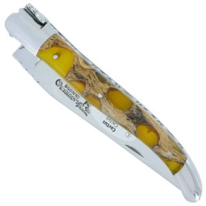 Couteau Laguiole En Aubrac 1 Piece 12cm Manche Cactus Ambre 2 Mitres Inox Brillant 00