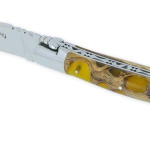 Couteau Laguiole En Aubrac 1 Piece 12cm Manche Cactus Ambre 2 Mitres Inox Brillant 01