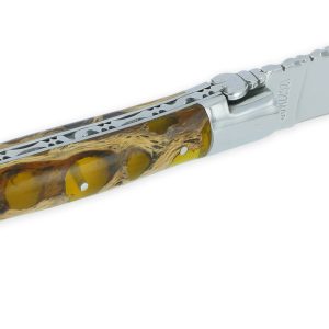 Couteau Laguiole En Aubrac 1 Piece 12cm Manche Cactus Ambre 2 Mitres Inox Brillant 02