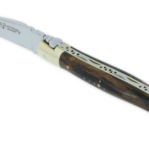Couteau Laguiole En Aubrac 1 Piece 12cm Manche Cep De Vigne Mitres Et Platines Laiton Brillant Ressort Guilloche 03