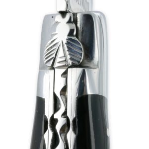 Couteau Laguiole En Aubrac 1 Piece 12cm Manche En Pointe De Corne Num 3 Blonde 2 Mitres Double Platines Et Ressort Guilloches 01