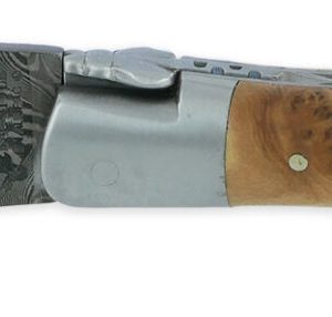 Couteau Laguiole En Aubrac 1 Piece 12cm Manche Genevrier 2 Mitres Inox Brosse Lame Damas Balbach 01