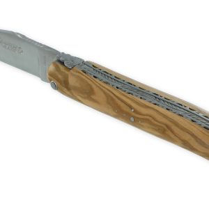 Couteau Laguiole En Aubrac 1 Piece 12cm Manche Olivier Plein Manche Finition Brosse Double Platines Num 2 01