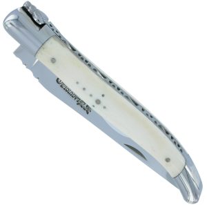 Couteau Laguiole En Aubrac 1 Piece 12cm Manche Os 2 Mitres Inox Brillant 00