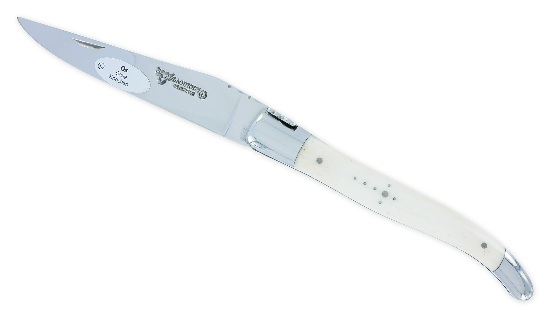 Couteau Laguiole En Aubrac 1 Piece 12cm Manche Os 2 Mitres Inox Brillant 02