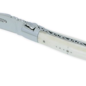 Couteau Laguiole En Aubrac 1 Piece 12cm Manche Os 2 Mitres Inox Brillant 03