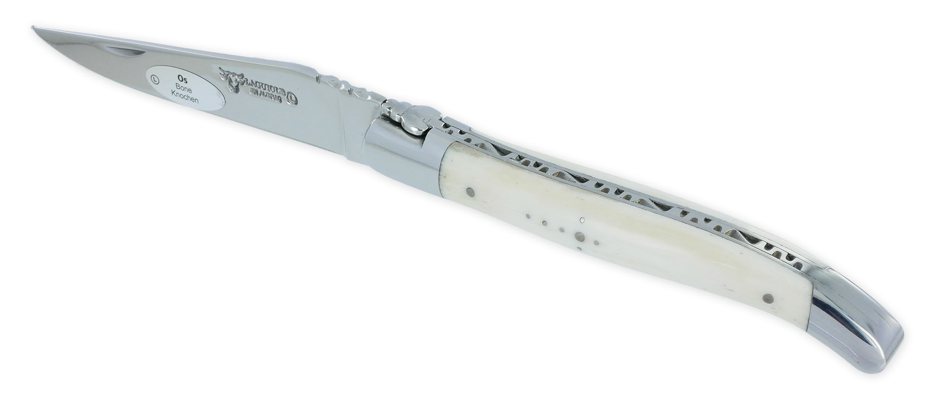 Couteau Laguiole En Aubrac 1 Piece 12cm Manche Os 2 Mitres Inox Brillant 03