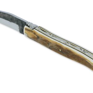 Couteau Laguiole En Aubrac 1 Piece 12cm Plein Manche Croute Divoire De Mammouth Lame Brut De Forge 01