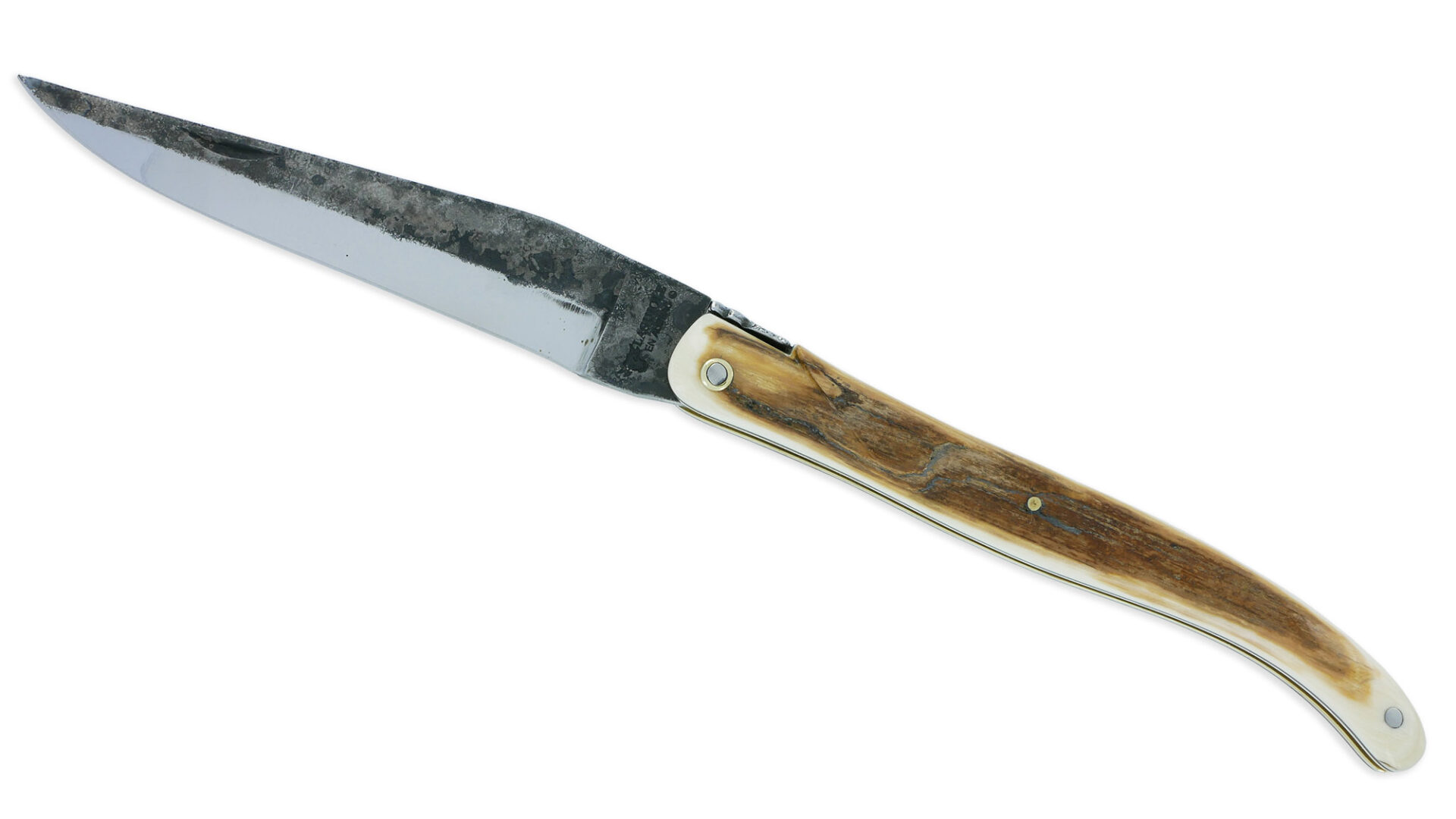 Couteau Laguiole En Aubrac 1 Piece 12cm Plein Manche Croute Divoire De Mammouth Lame Brut De Forge 05