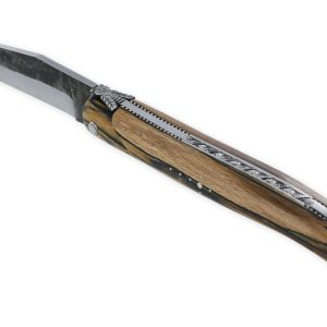 Couteau Laguiole En Aubrac 1 Piece 12cm Plein Manche En Bois Daubrac Platines Perlees Ressort Guilloche Lame Brute De Forge Mouche Prestige N 12 02