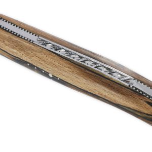 Couteau Laguiole En Aubrac 1 Piece 12cm Plein Manche En Bois Daubrac Platines Perlees Ressort Guilloche Lame Brute De Forge Mouche Prestige N 12 03