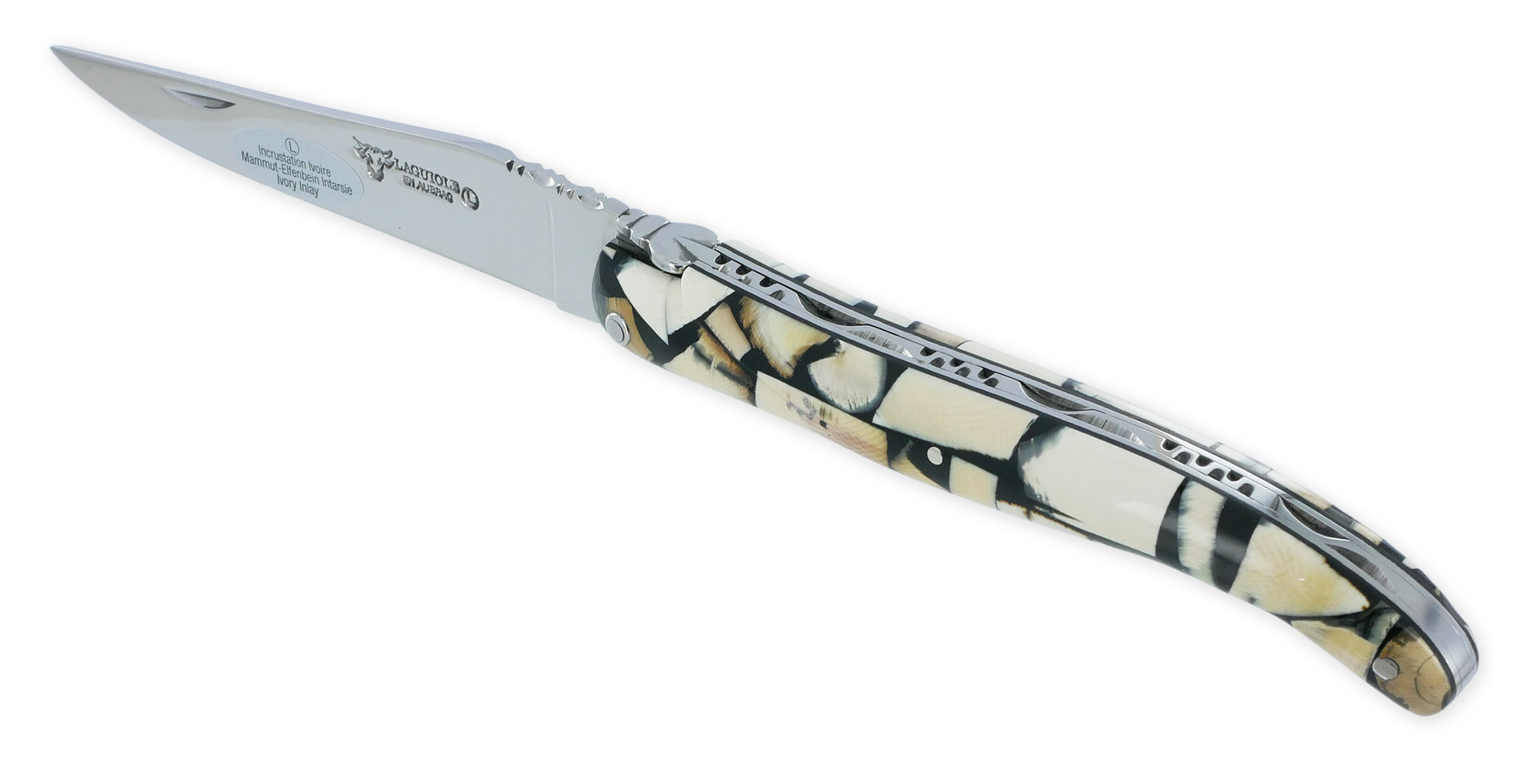 Couteau Laguiole En Aubrac 1 Piece 12cm Plein Manche Nougatine Mammouth 01