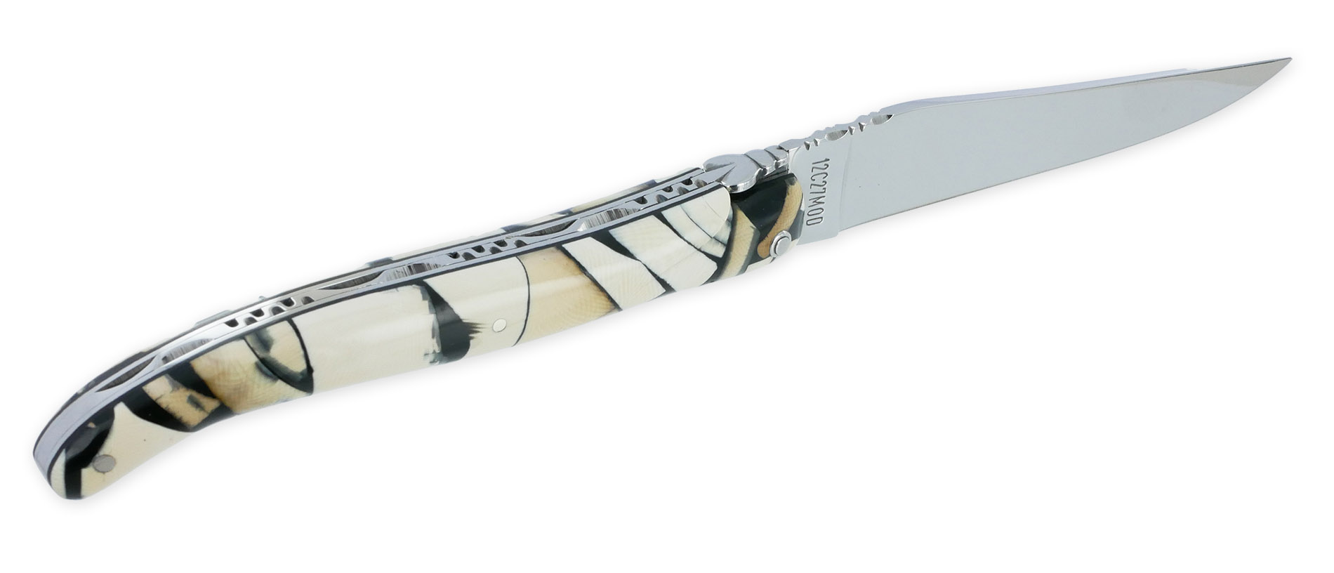 Couteau Laguiole En Aubrac 1 Piece 12cm Plein Manche Nougatine Mammouth 02