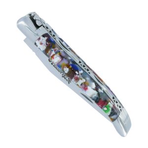 Couteau Laguiole En Aubrac 1 Piece Arlequin Manche Acrylique 2 Mitres Inox Brillant 10cm 00