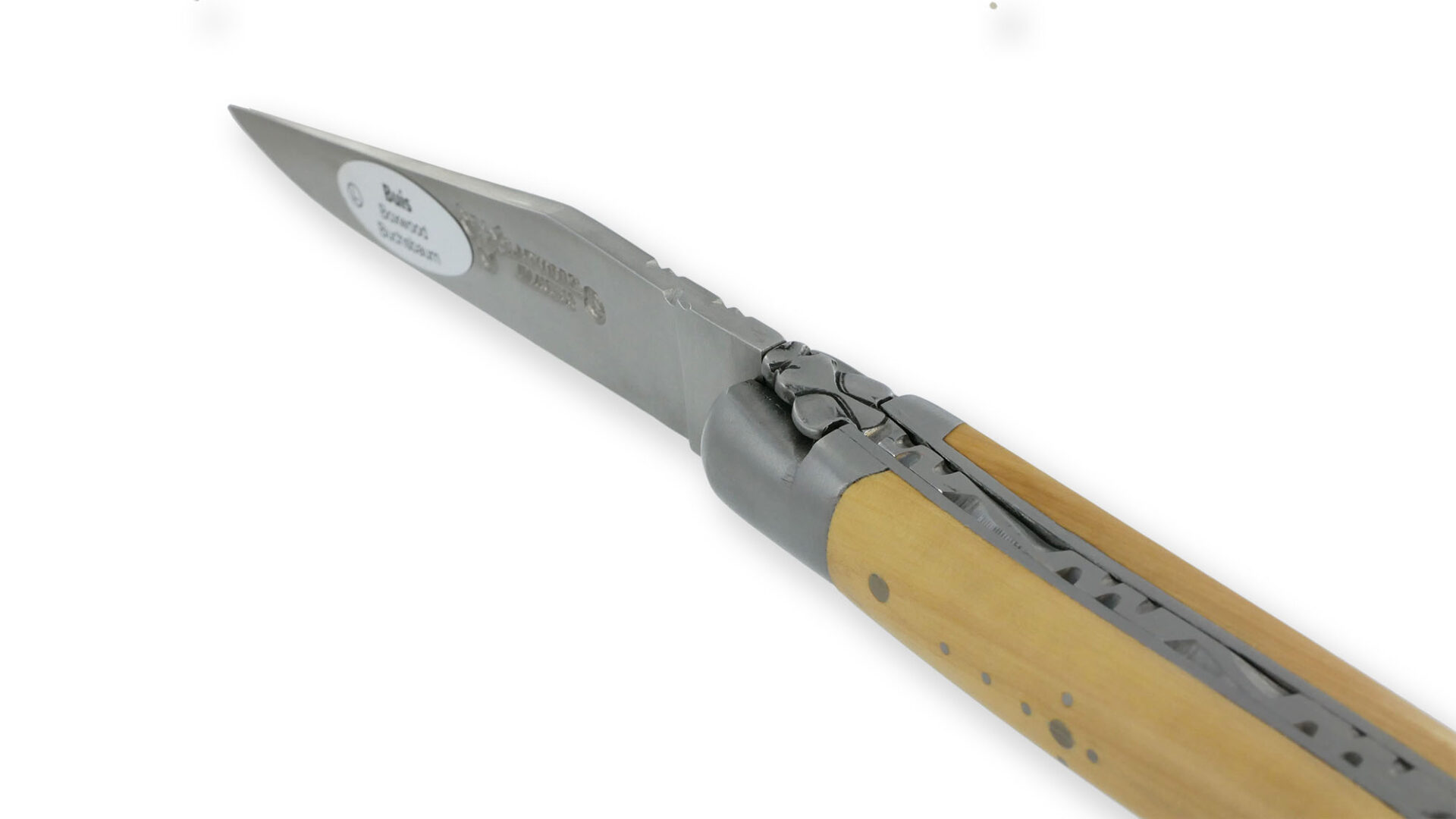 Couteau Laguiole En Aubrac 1 Piece Buis 2 Mitres Inox Brosse 10cm 01