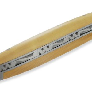 Couteau Laguiole En Aubrac 1 Piece Buis 2 Mitres Inox Brosse 10cm 02