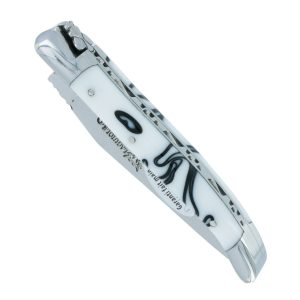 Couteau Laguiole En Aubrac 1 Piece Guimauve Blanc Manche Acrylique 2 Mitres Inox Brillant 10cm 00