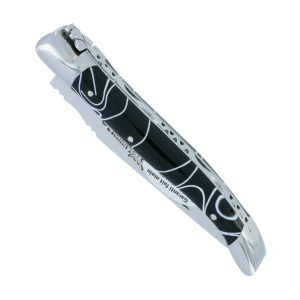 Couteau Laguiole En Aubrac 1 Piece Guimauve Noir Manche Acrylique 2 Mitres Inox Brillant 10cm 00