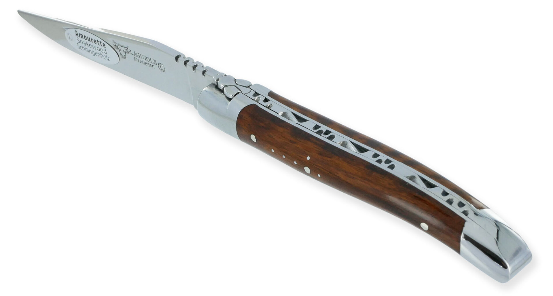 Couteau Laguiole En Aubrac 1 Piece Manche Amourette 2 Mitres Inox Brillant 10cm 01