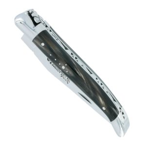 Couteau Laguiole En Aubrac 1 Piece Manche Buffle 2 Mitres Inox Brillant 10cm 00