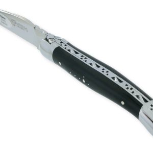 Couteau Laguiole En Aubrac 1 Piece Manche Ebene 2 Mitres Inox Brillant 10cm 01