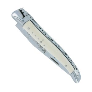 Couteau Laguiole En Aubrac 1 Piece Manche Ivoire De Mammouth Entretoises Ebene 2 Mitres Inox Brillant 10cm 00
