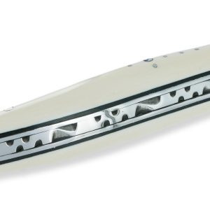 Couteau Laguiole En Aubrac 1 Piece Manche Ivoire De Mammouth Entretoises Ebene 2 Mitres Inox Brillant 10cm 01