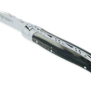 Couteau Laguiole En Aubrac 1 Piece Manche Pointe De Corne 2 Mitres Inox Brillant 10cm 01