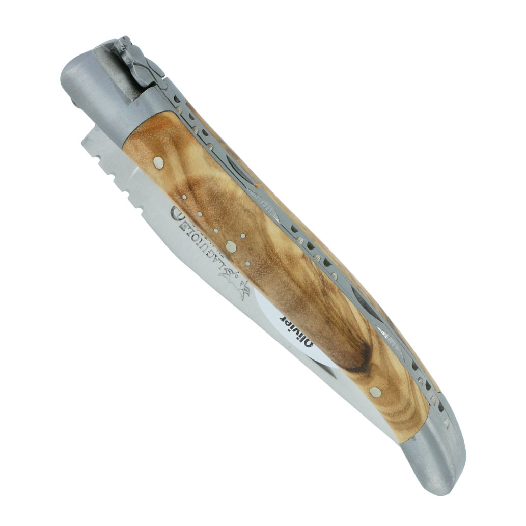 Couteau Laguiole En Aubrac 1 Piece Olivier Finition Brossee 2 Mitres Inox Brossee 10cm 00