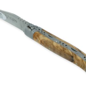 Couteau Laguiole En Aubrac 1 Piece Olivier Finition Brossee 2 Mitres Inox Brossee 10cm 01