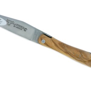 Couteau Laguiole En Aubrac 2 Pieces 12 Cm Plein Manche Olivier Finition Brossee Avec Tire Bouchon 01