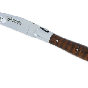 Couteau Laguiole En Aubrac 2 Pieces 12cm Avec Tire Bouchon Manche Amourette 2 Mitres Inox Brillant Double Platines 01