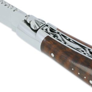 Couteau Laguiole En Aubrac 2 Pieces 12cm Avec Tire Bouchon Manche Amourette 2 Mitres Inox Brillant Double Platines 03