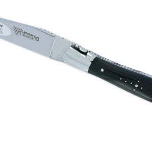 Couteau Laguiole En Aubrac 2 Pieces 12cm Avec Tire Bouchon Manche Ebene 2 Mitres Inox Brillant Double Platines 01